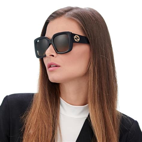 gucci gg0141sn 001|Gucci Square Sunglasses GG0141SN 001 Black/Gold 53mm .